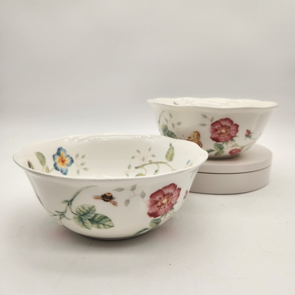 Lenox Other - 2 Lenox Butterfly Meadow Louise LeLuyer Scalloped Dessert Bowls Porcelain Floral